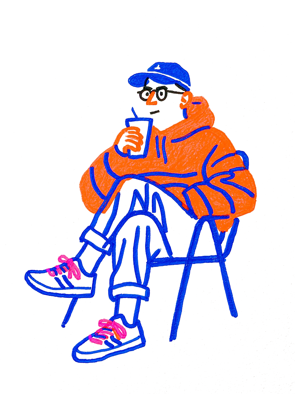 Ilustración conceptual de una figura sentada pensando una idea